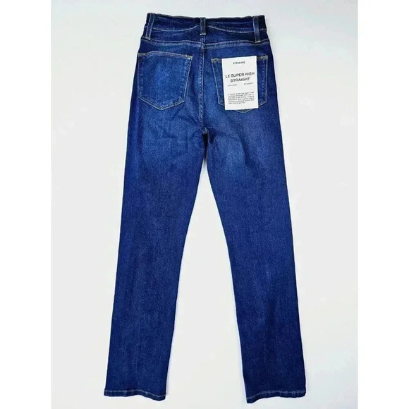 Frame Size 24X30 Women's Le Super High Straight Blue Denim 5 Pocket Jeans NWT - Picture 1 of 16